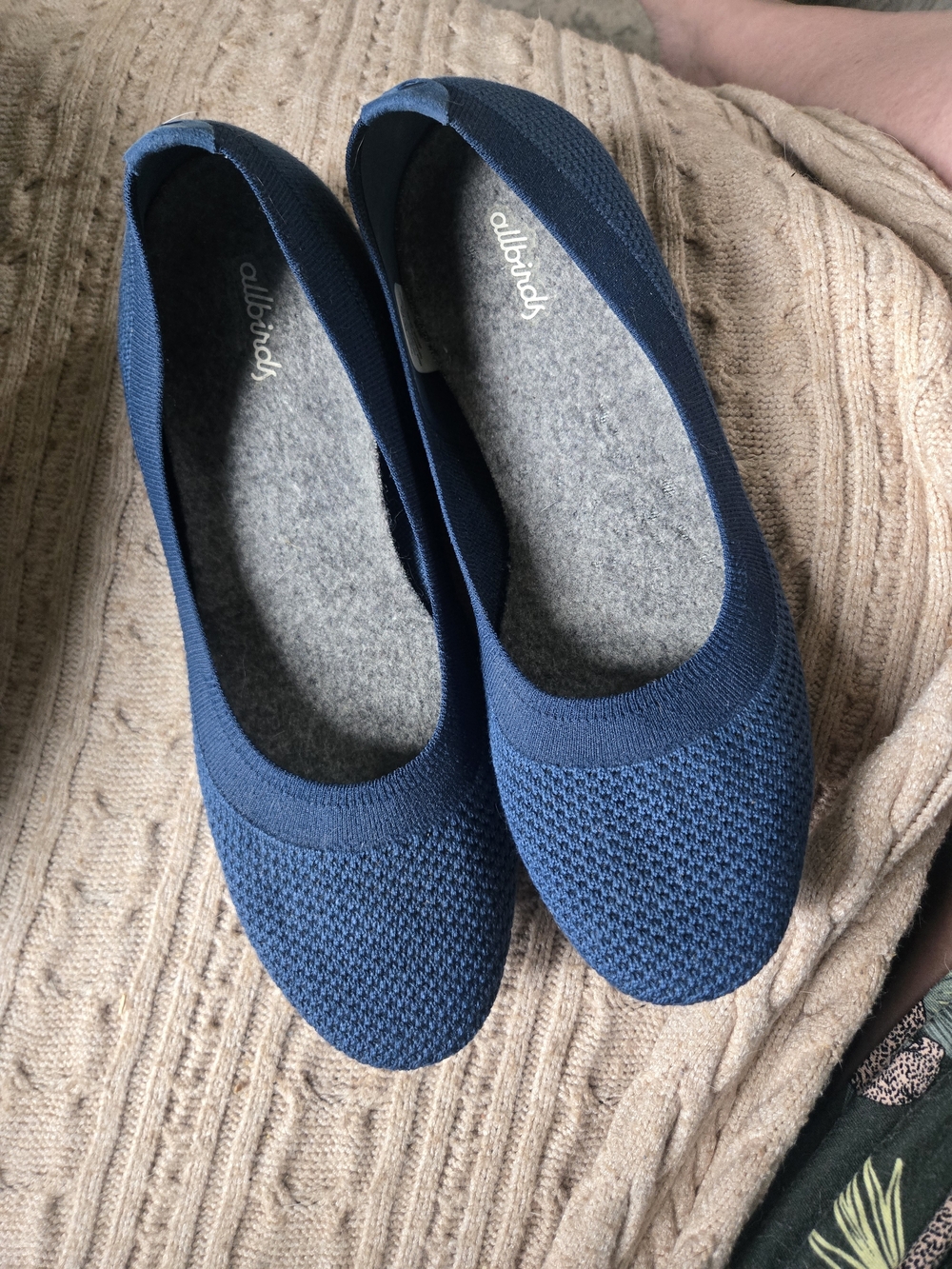 allbirds Women's Teal Blue Knit Flats - Classic Slip-Ons